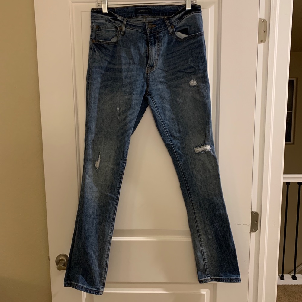 Aeropostale Slim Straight Distressed Jeans